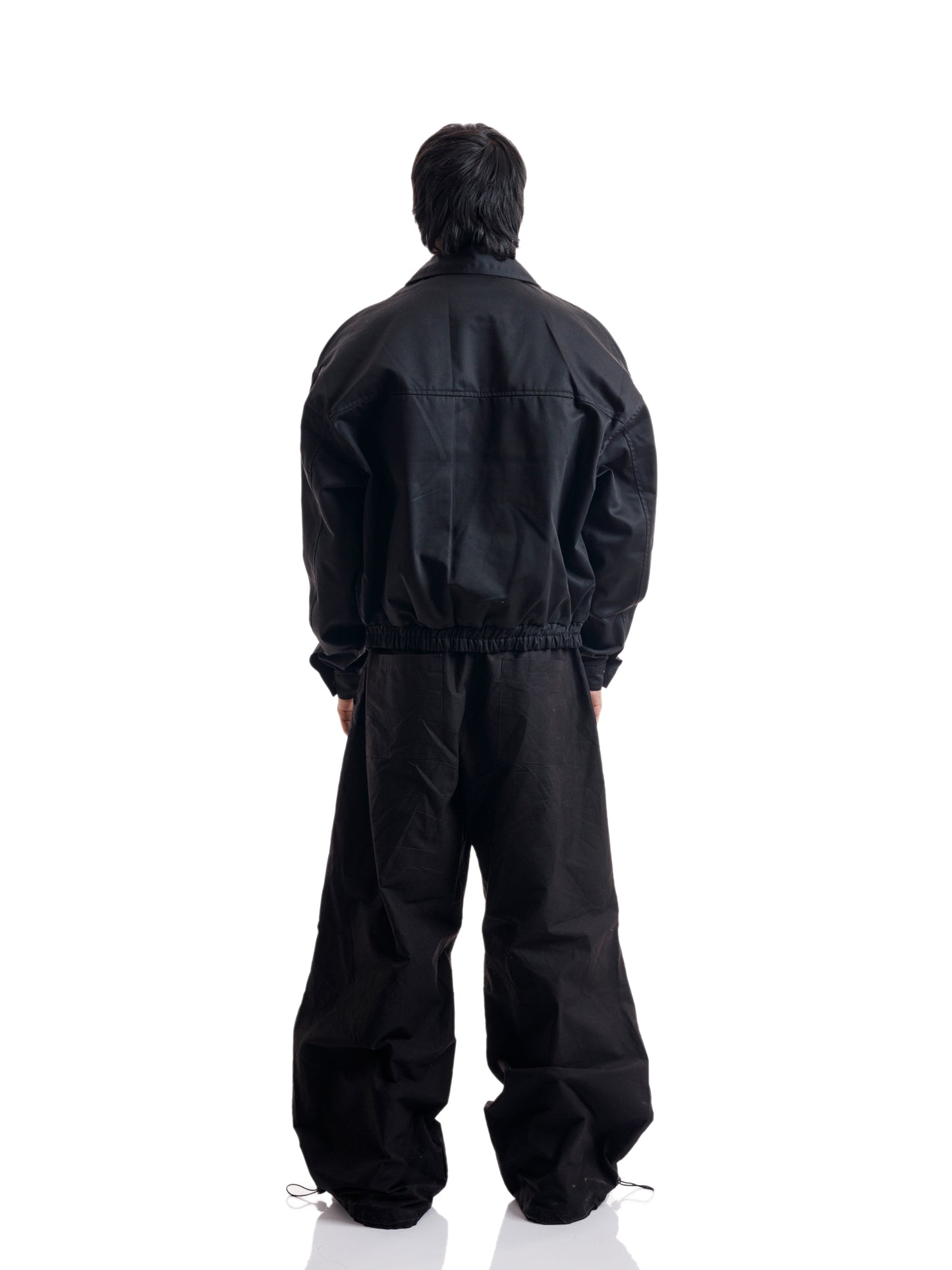 SHIRT COLLAR COTTON JACKET BOXY BLACK