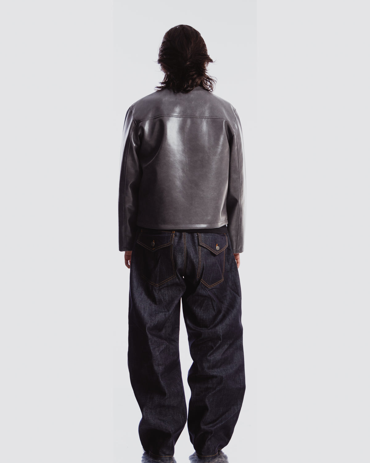 moto men grey boxy jacket