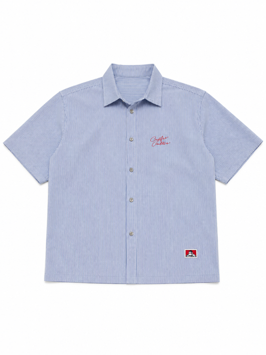 Line buttonup boxy blue