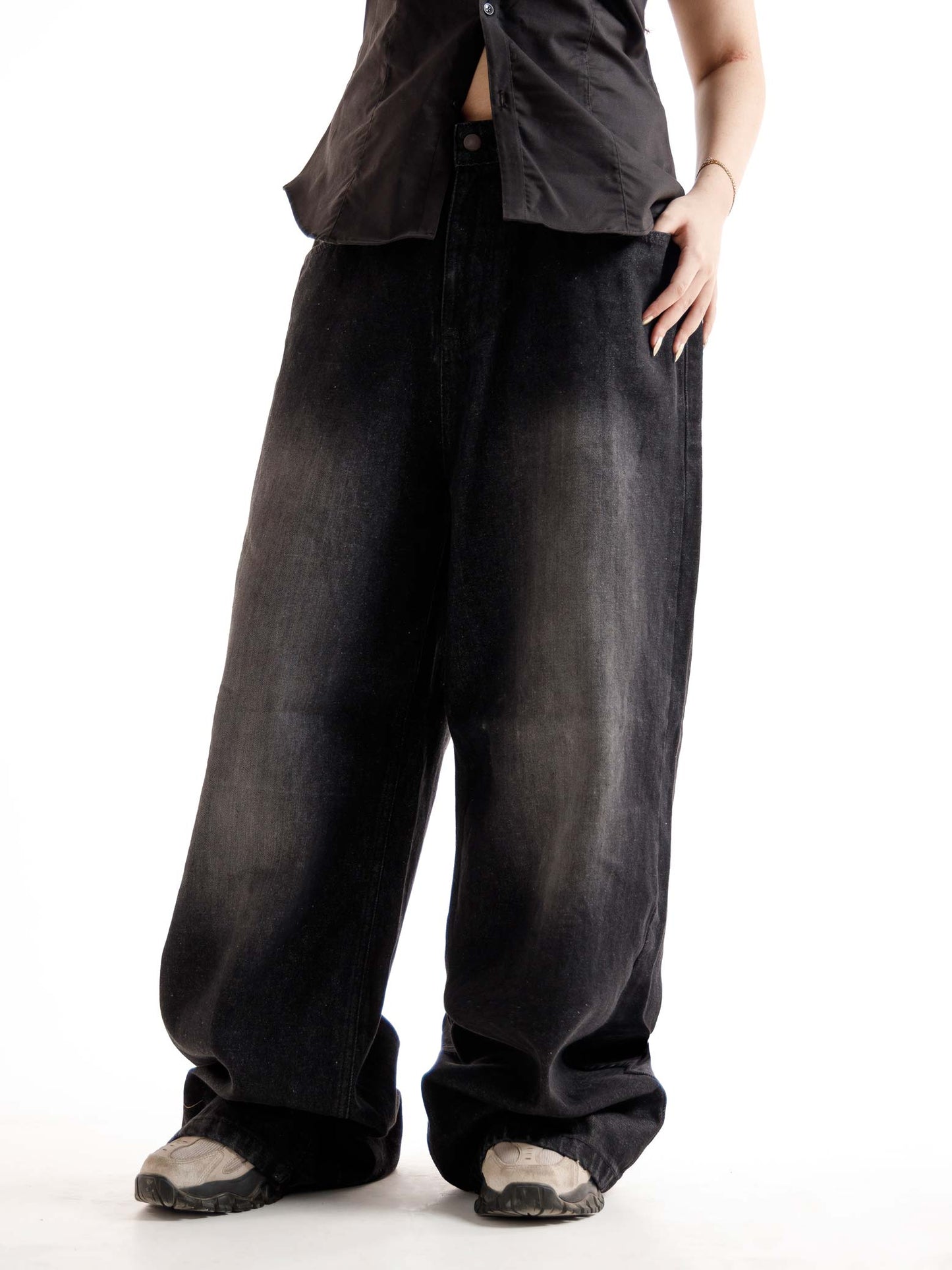 vintage washed super baggy black
