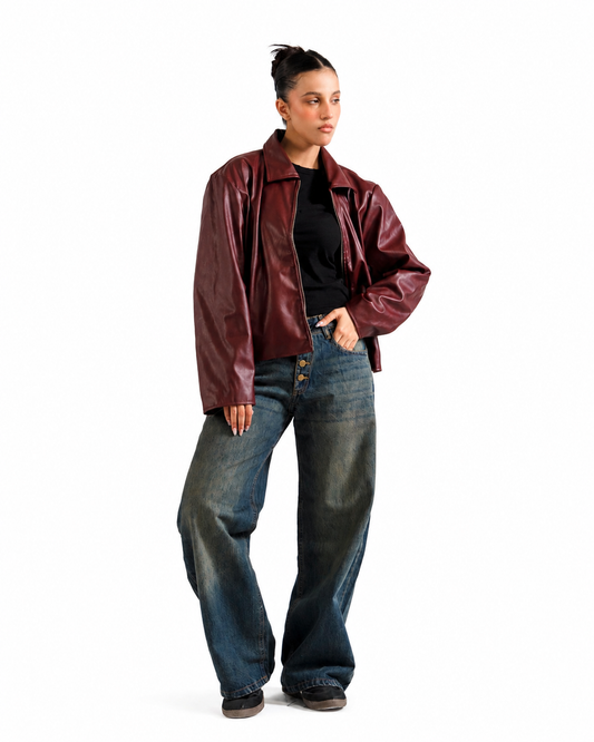 BURGUNDY BOXY JACKET