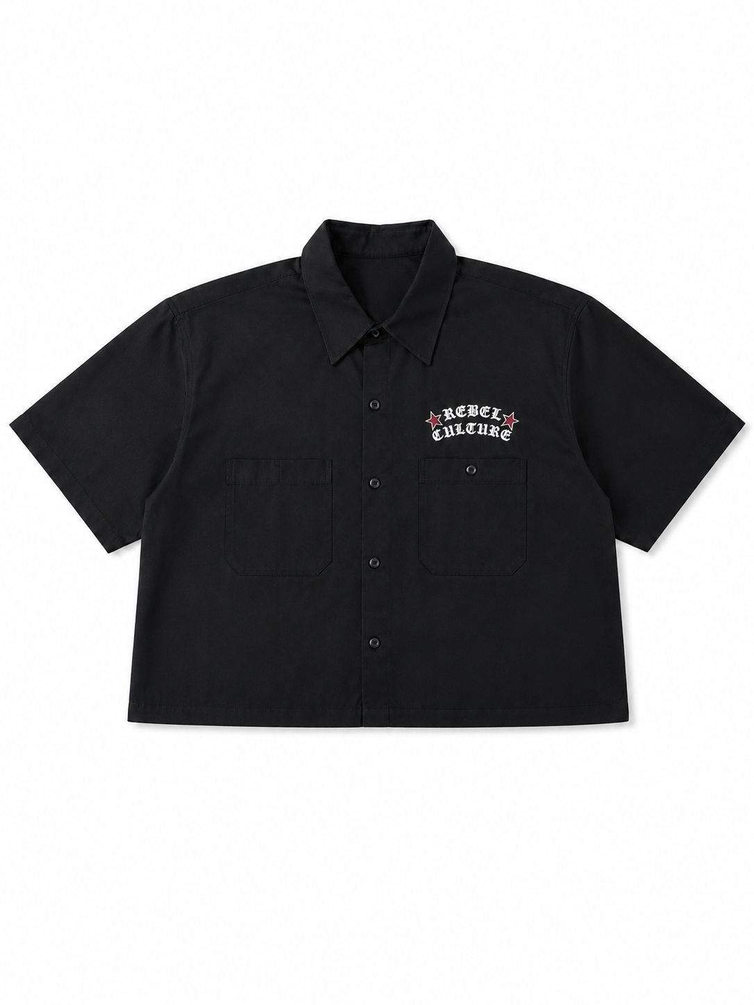 double pocket button up black
