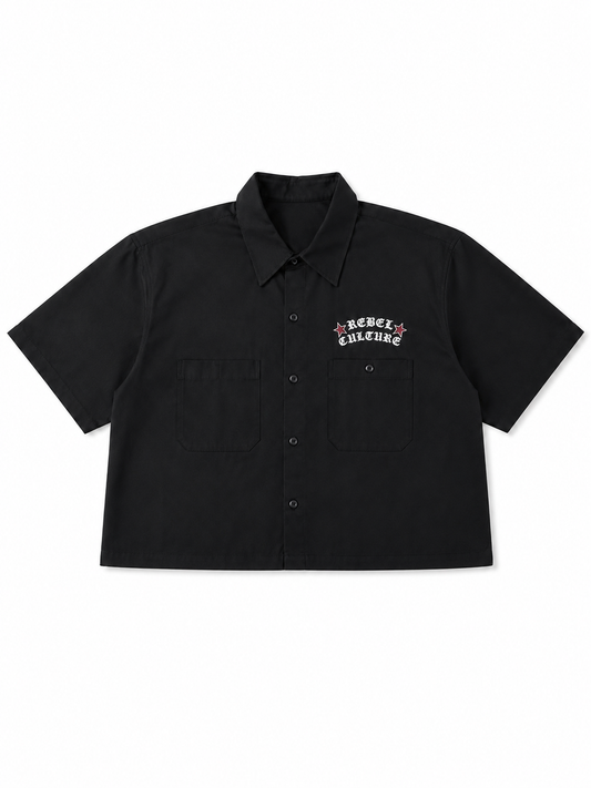 double pocket button up black