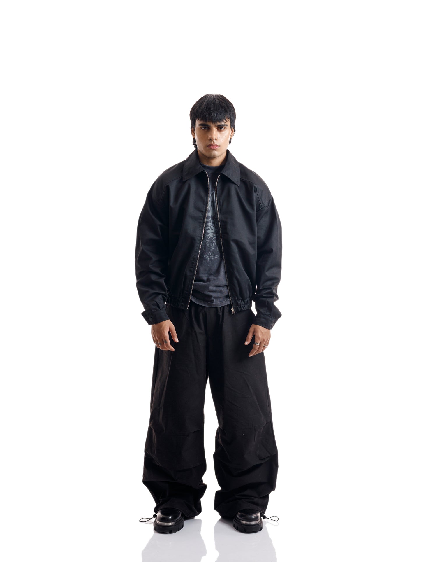 WIND BREAKER OVERSIZED PANTS BLACK