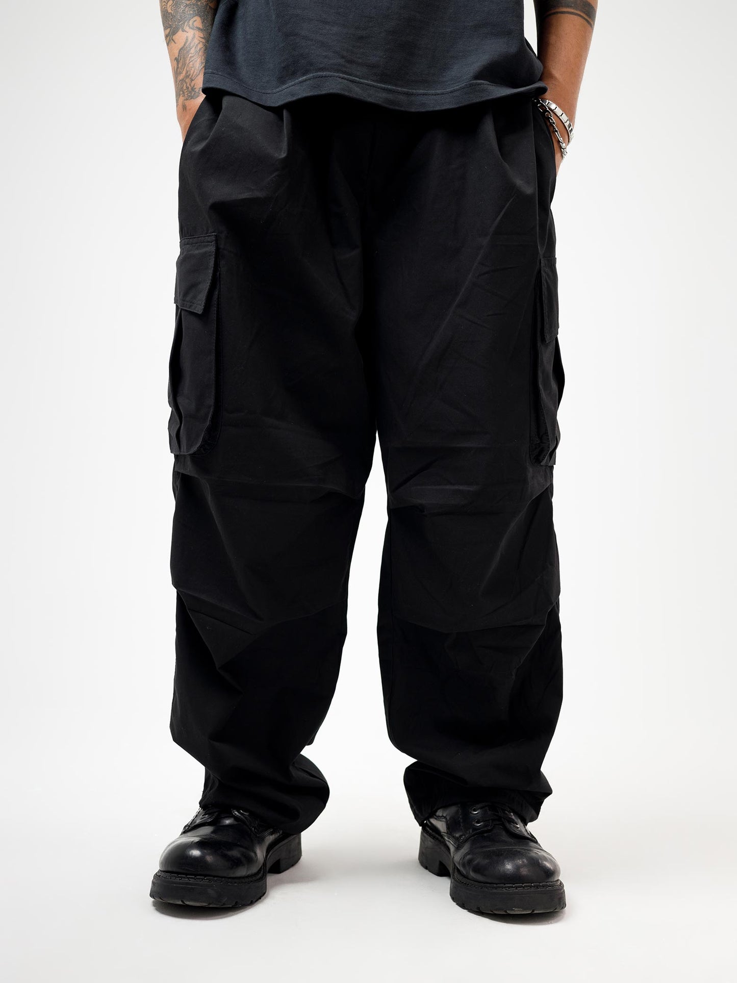 Black Scooped Pocket Cargo