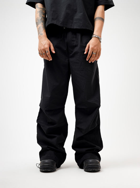 Windbreaker Oversized Pants (Black)