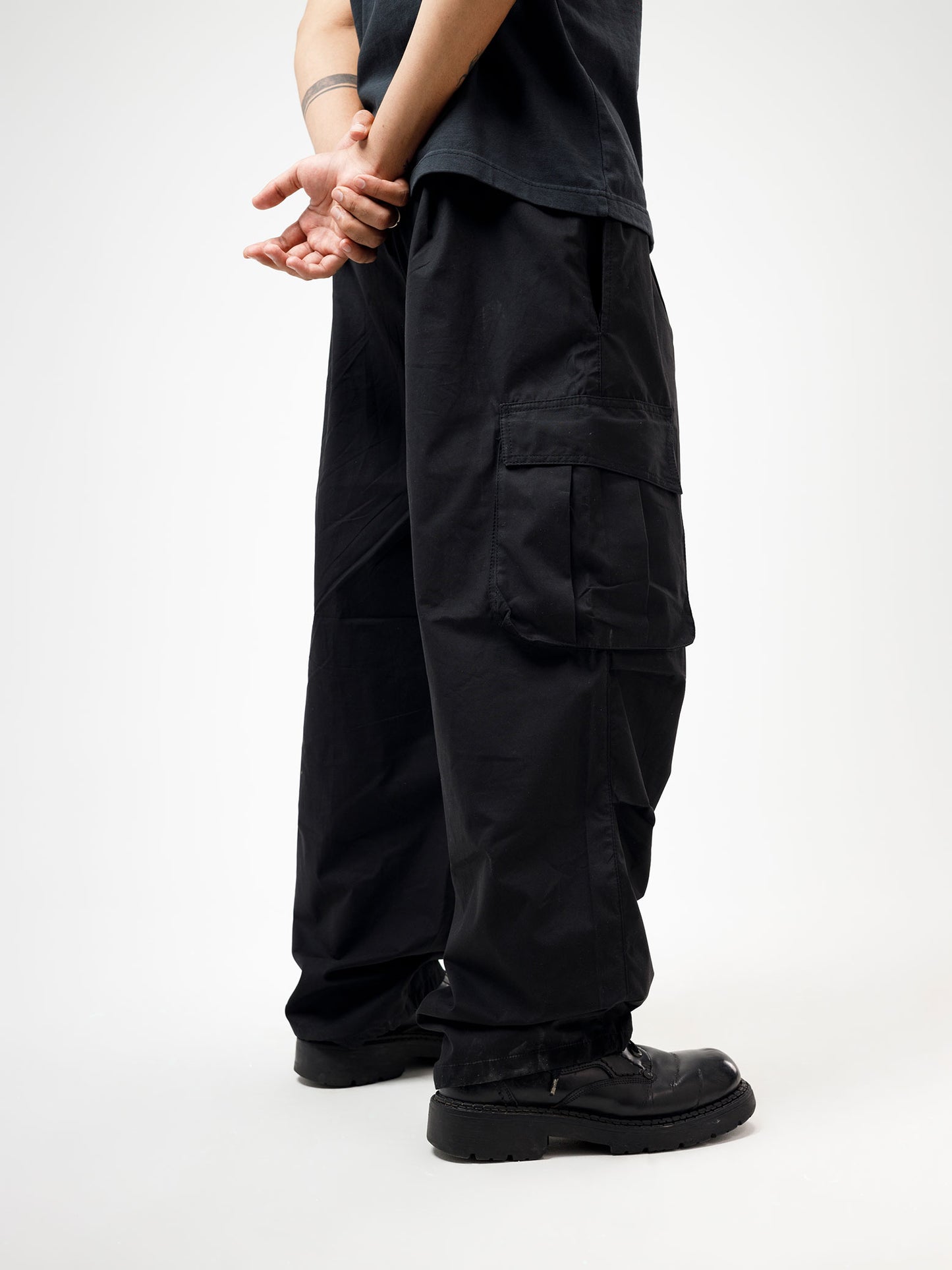 Black Scooped Pocket Cargo