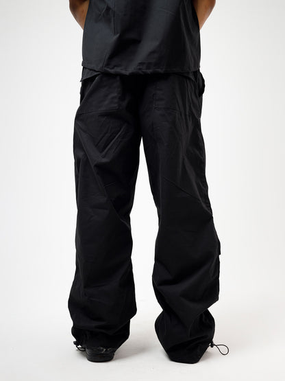 Windbreaker Oversized Pants (Black)