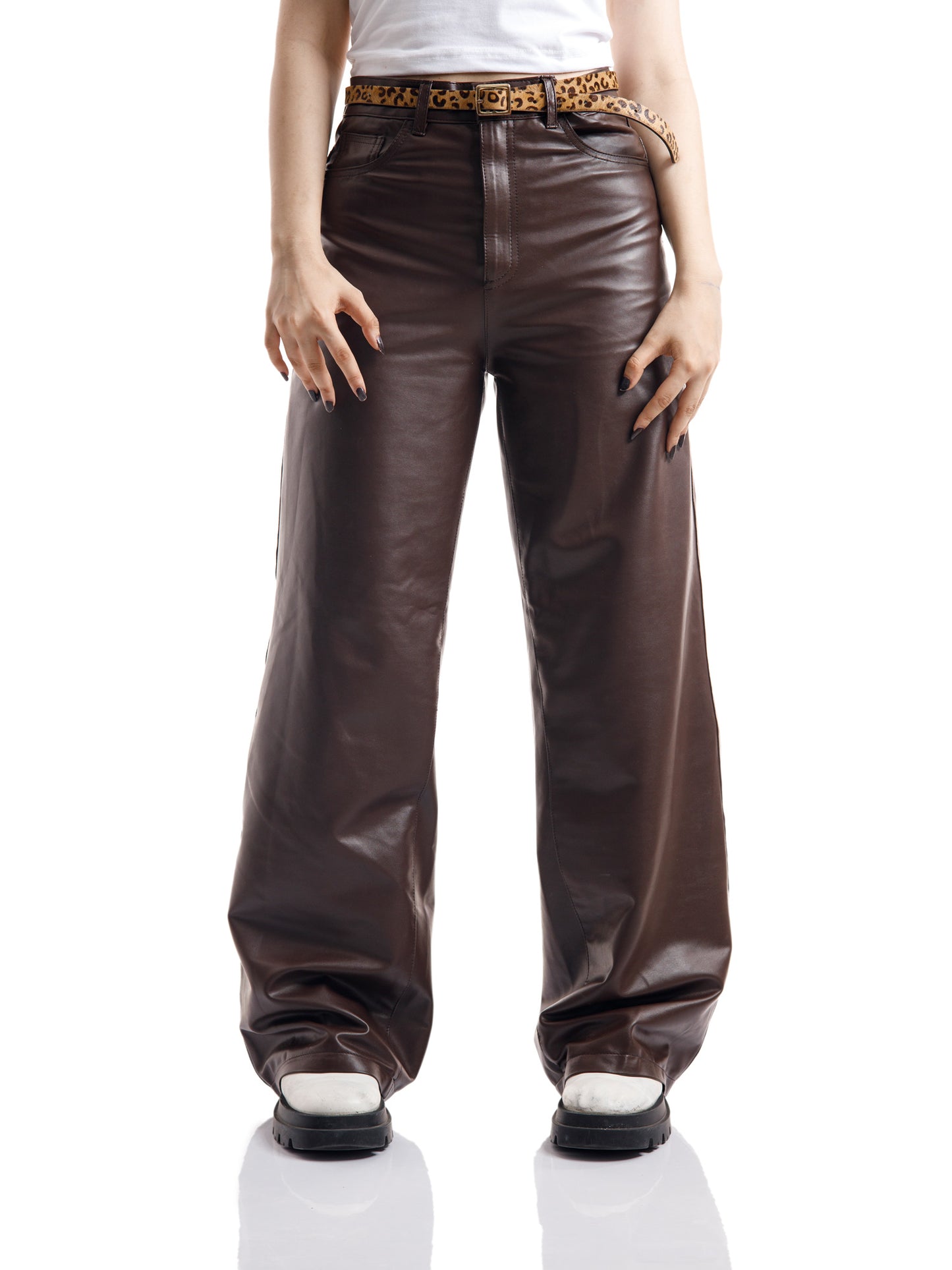 COFFEE BROWN LEATHER PANTS