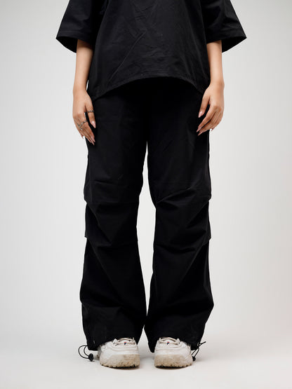 Windbreaker Oversized Pants (Black)