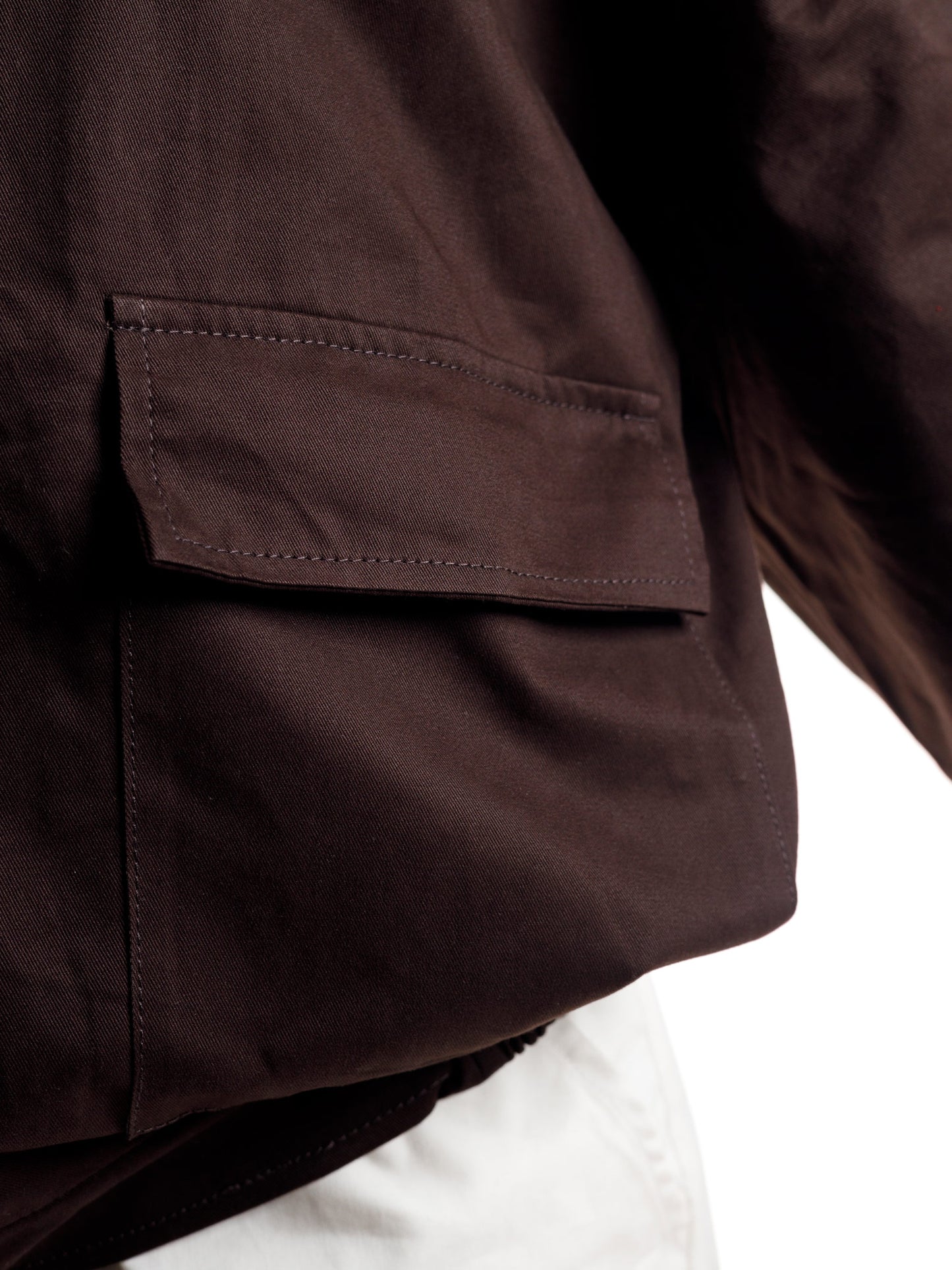 BANNED COLLAR COTTON JACKET BROWN