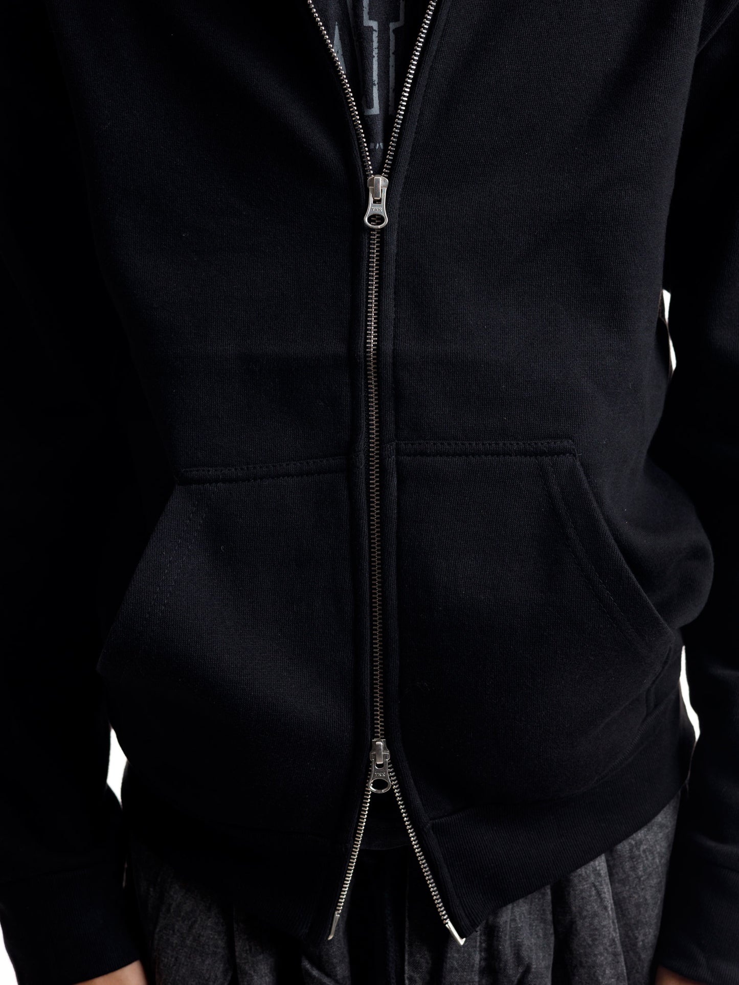 TWO WAY ZIPPER HOODED JACKET