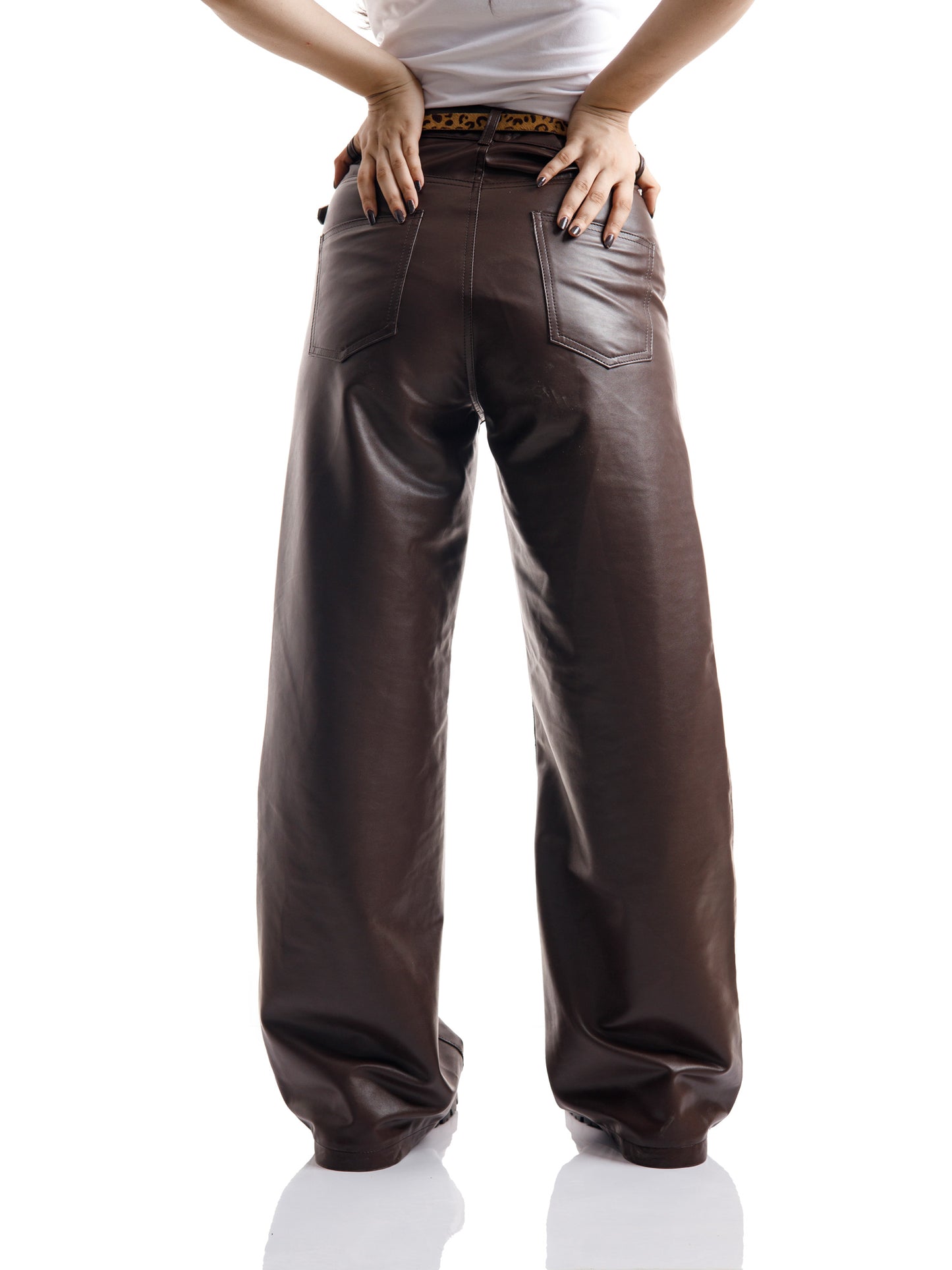 COFFEE BROWN LEATHER PANTS