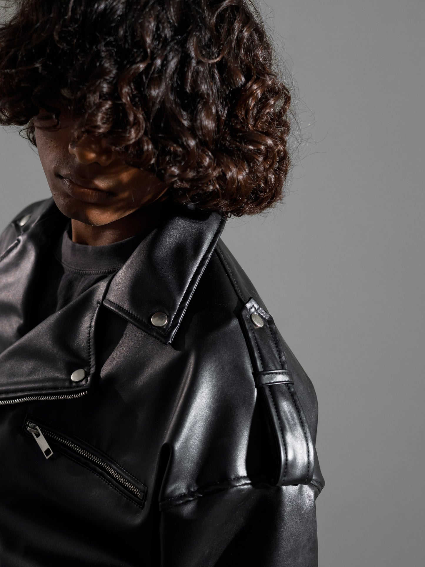 MOTOR CYCLE BLACK JACKET OVERSIZED