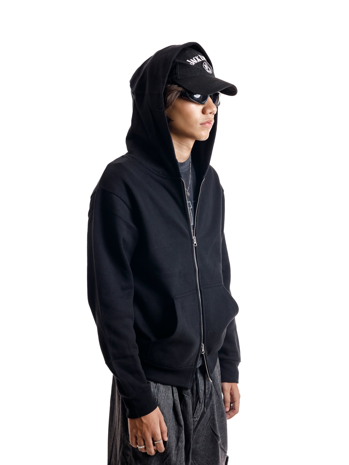 TWO WAY ZIPPER HOODED JACKET