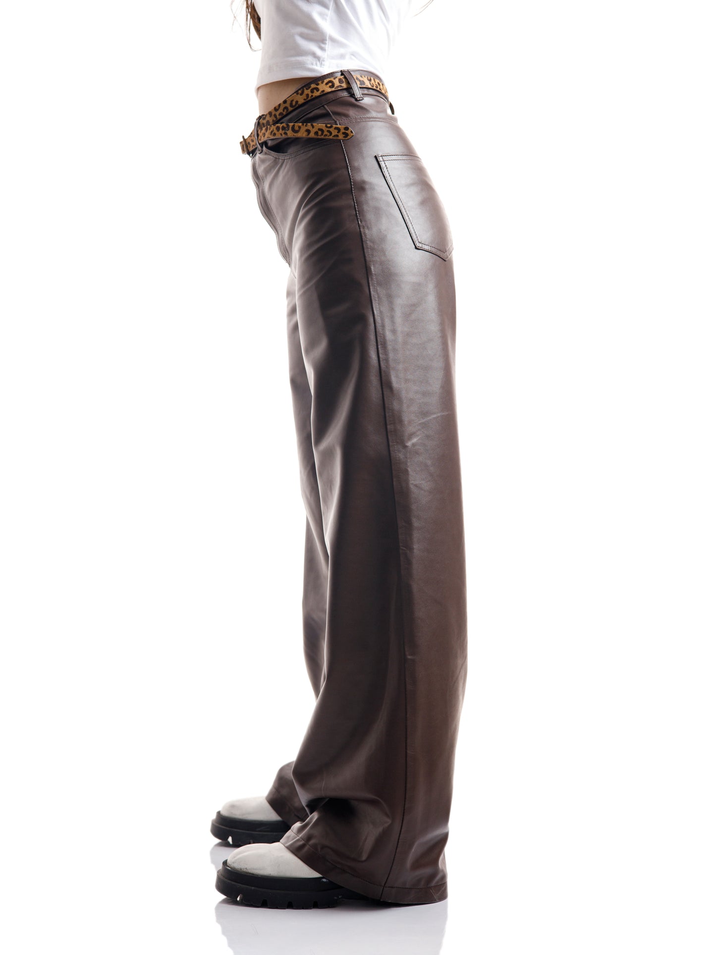 COFFEE BROWN LEATHER PANTS