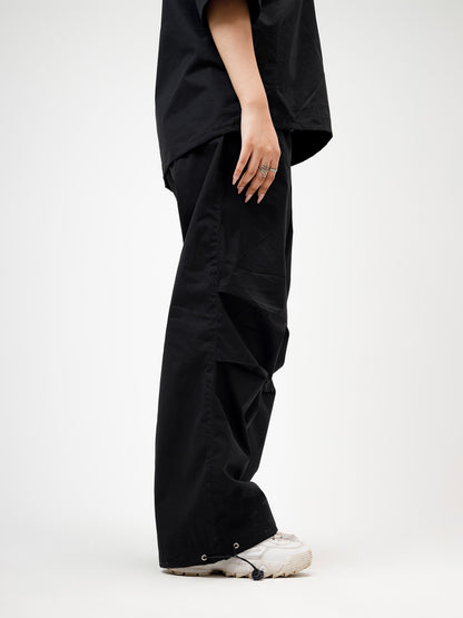 Windbreaker Oversized Pants (Black)