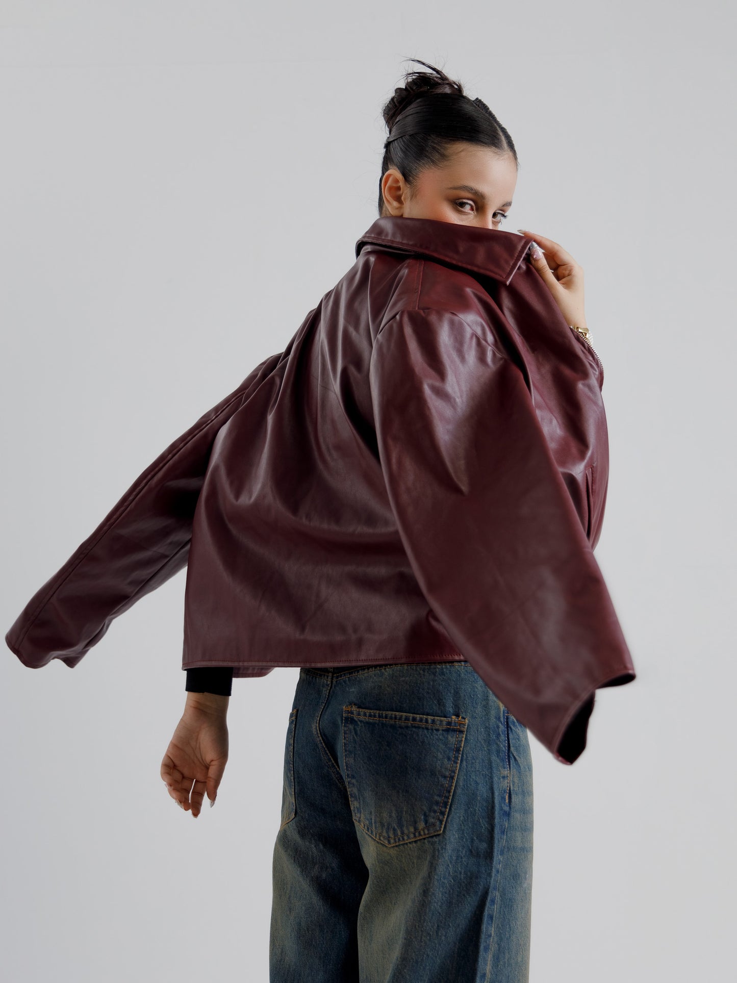 BURGUNDY BOXY JACKET