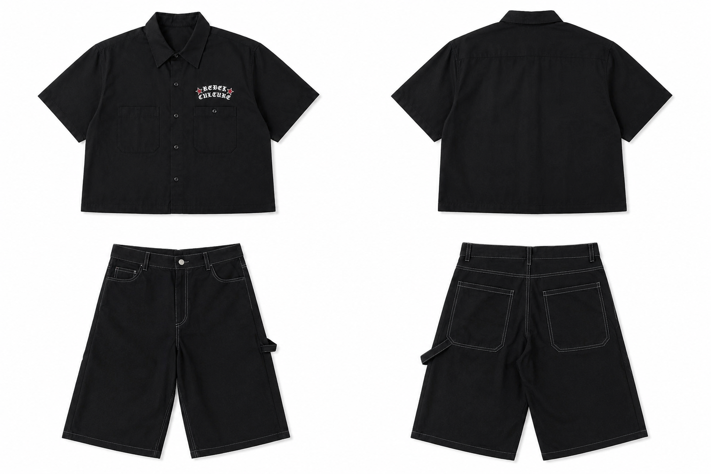 double pocket button up black