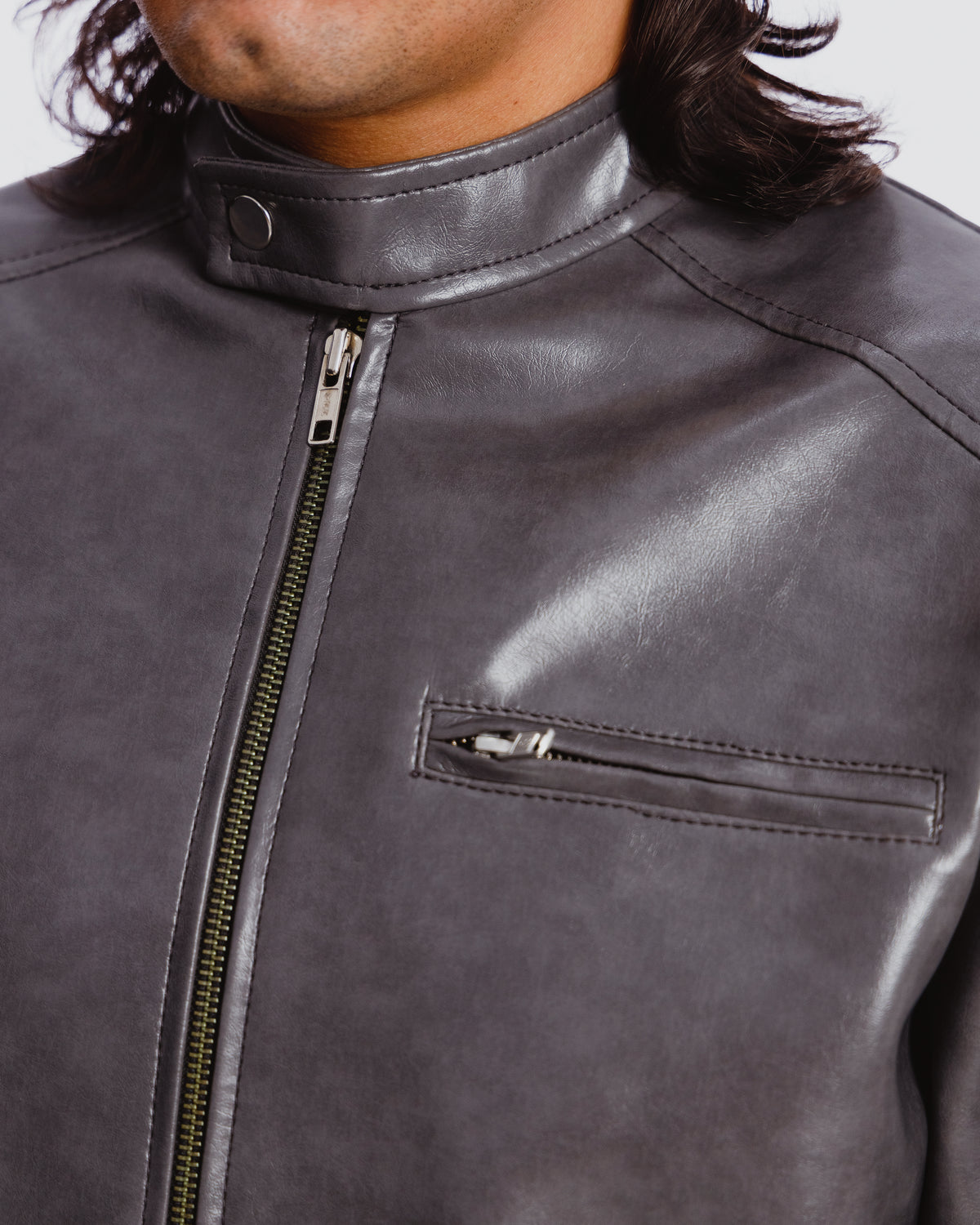 moto men grey boxy jacket