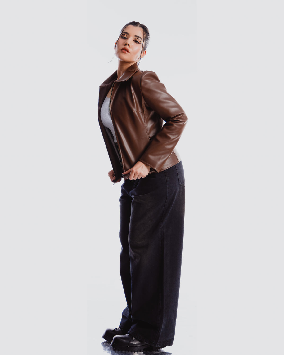 brown fitted jacket