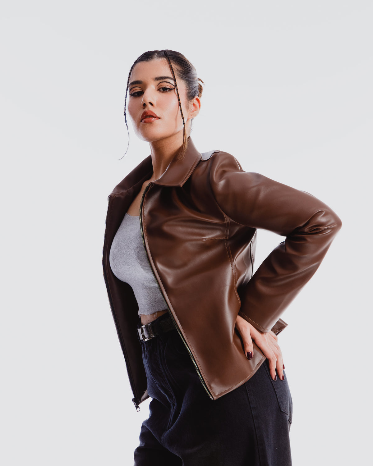 brown fitted jacket