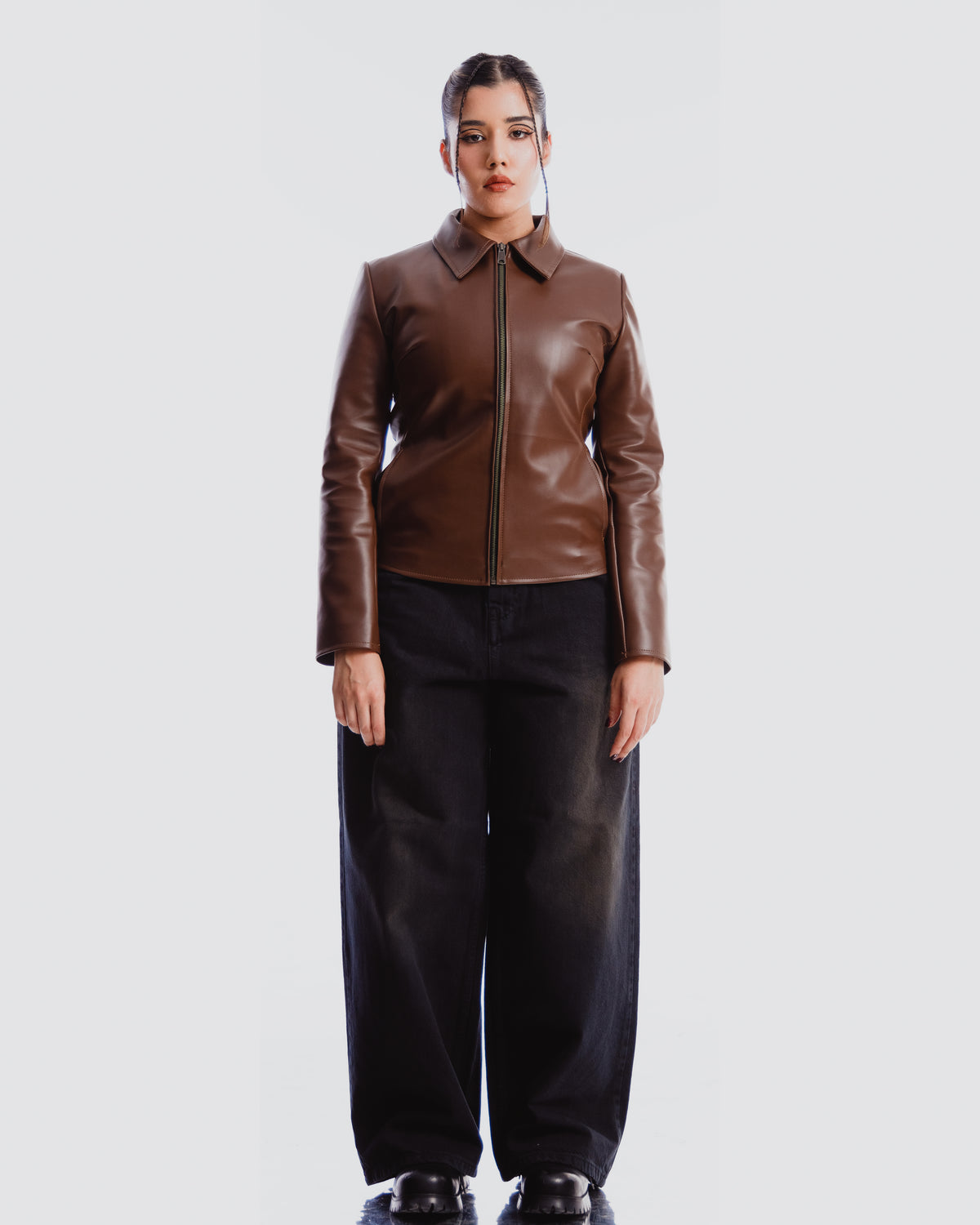 brown fitted jacket