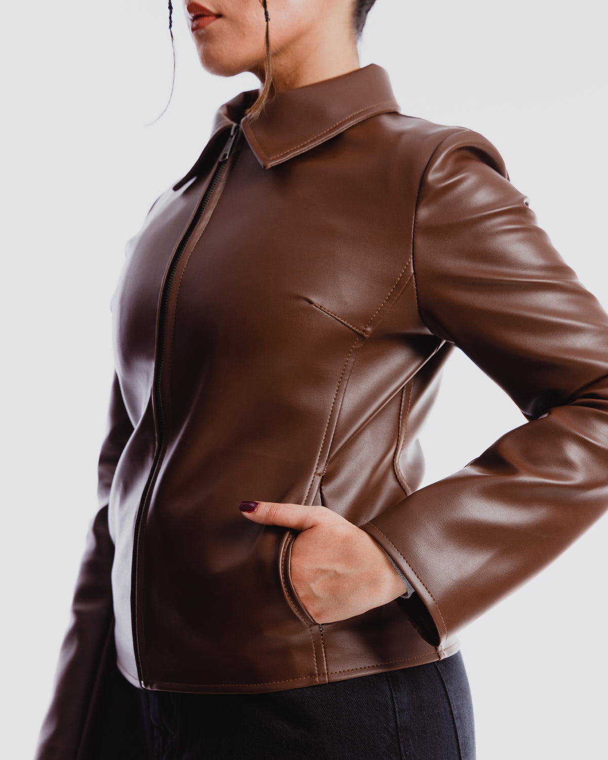 brown fitted jacket
