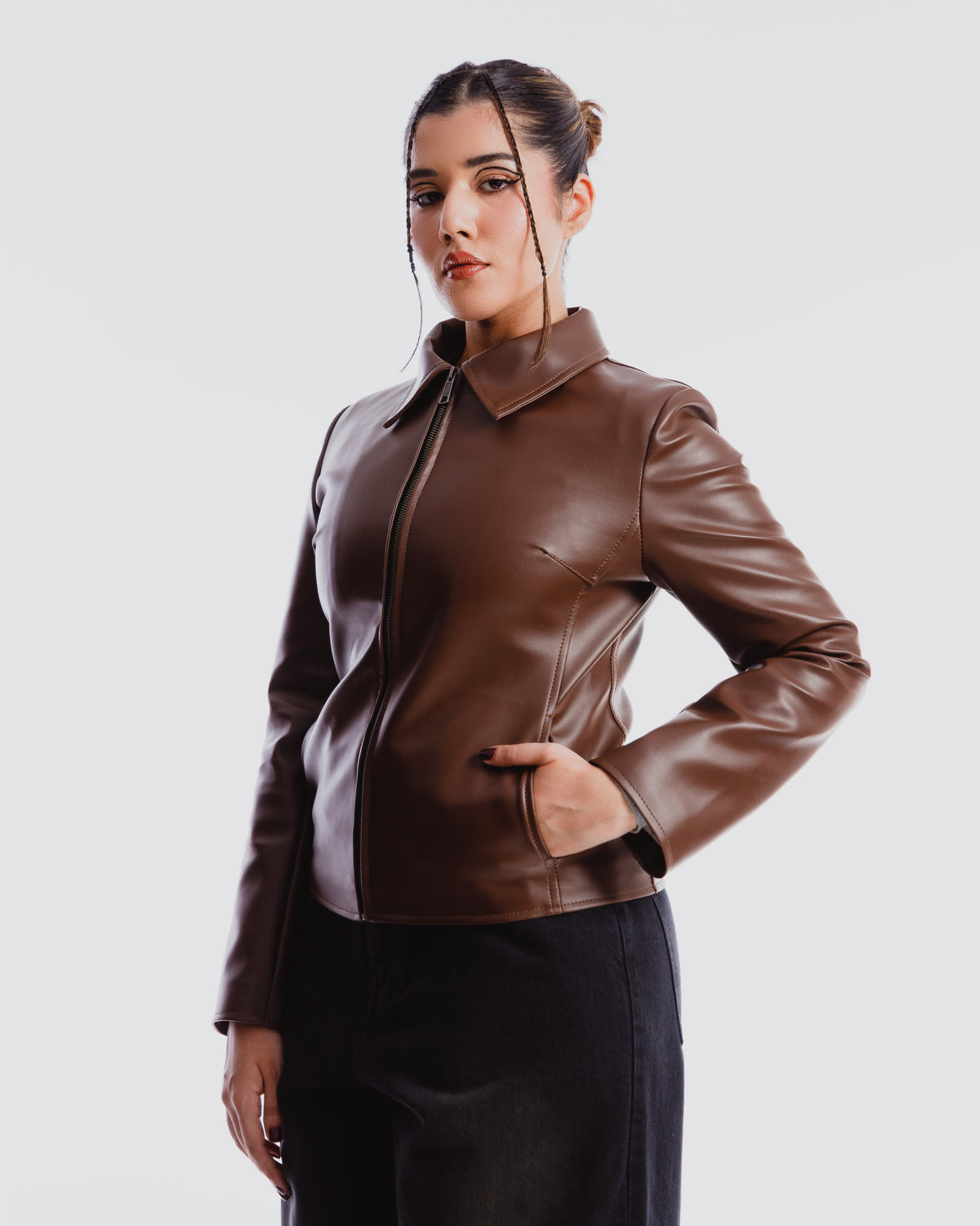 brown fitted jacket