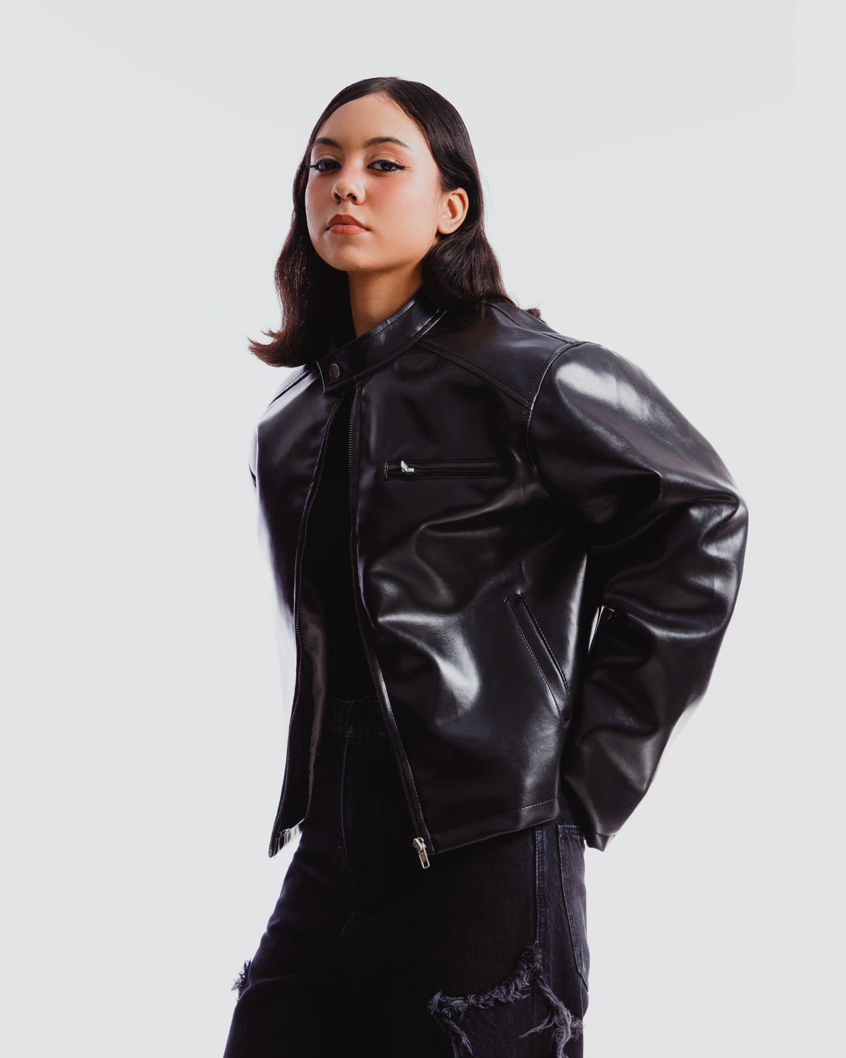 MOTO MEN BLACK BOXY JACKET