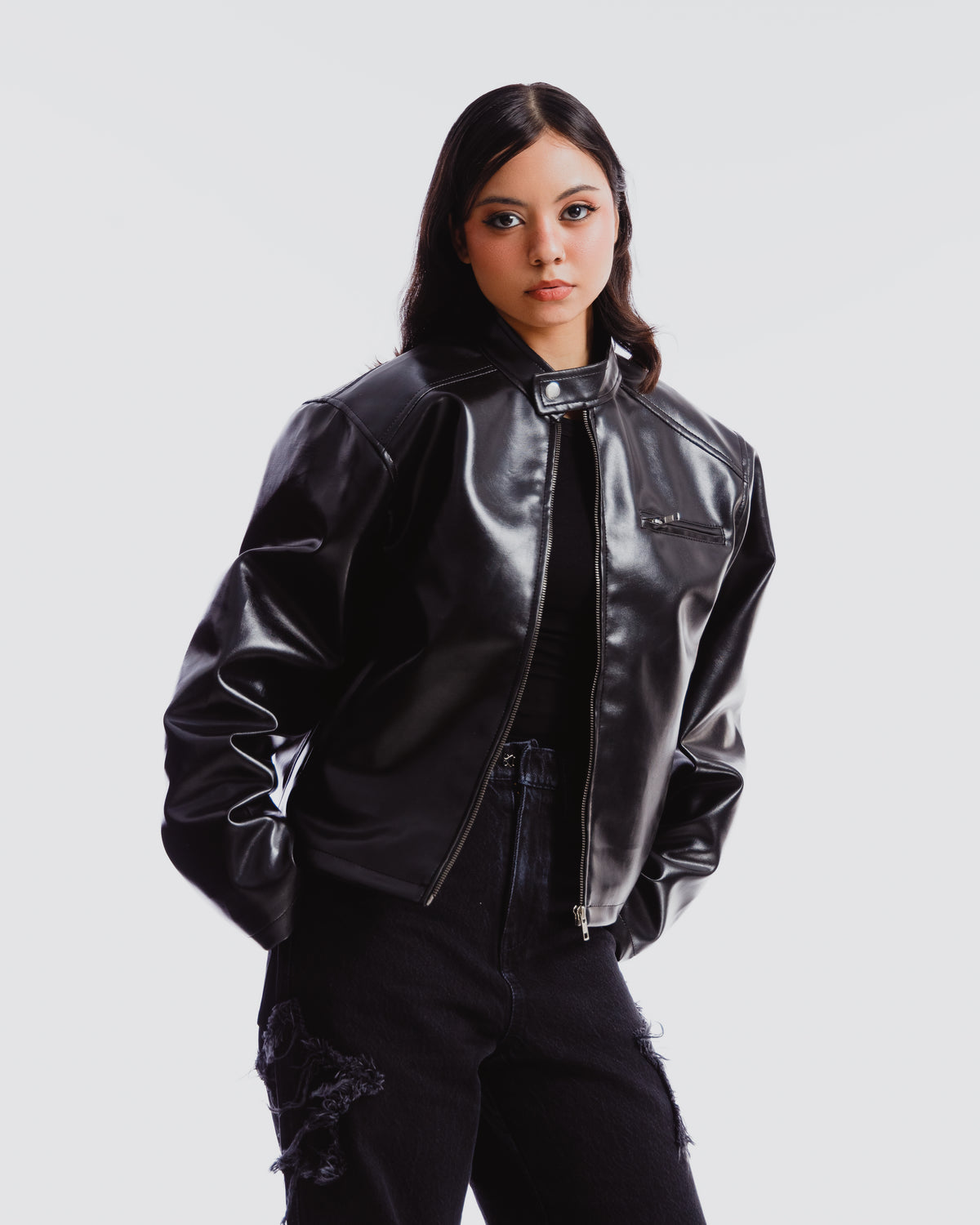 MOTO MEN BLACK BOXY JACKET