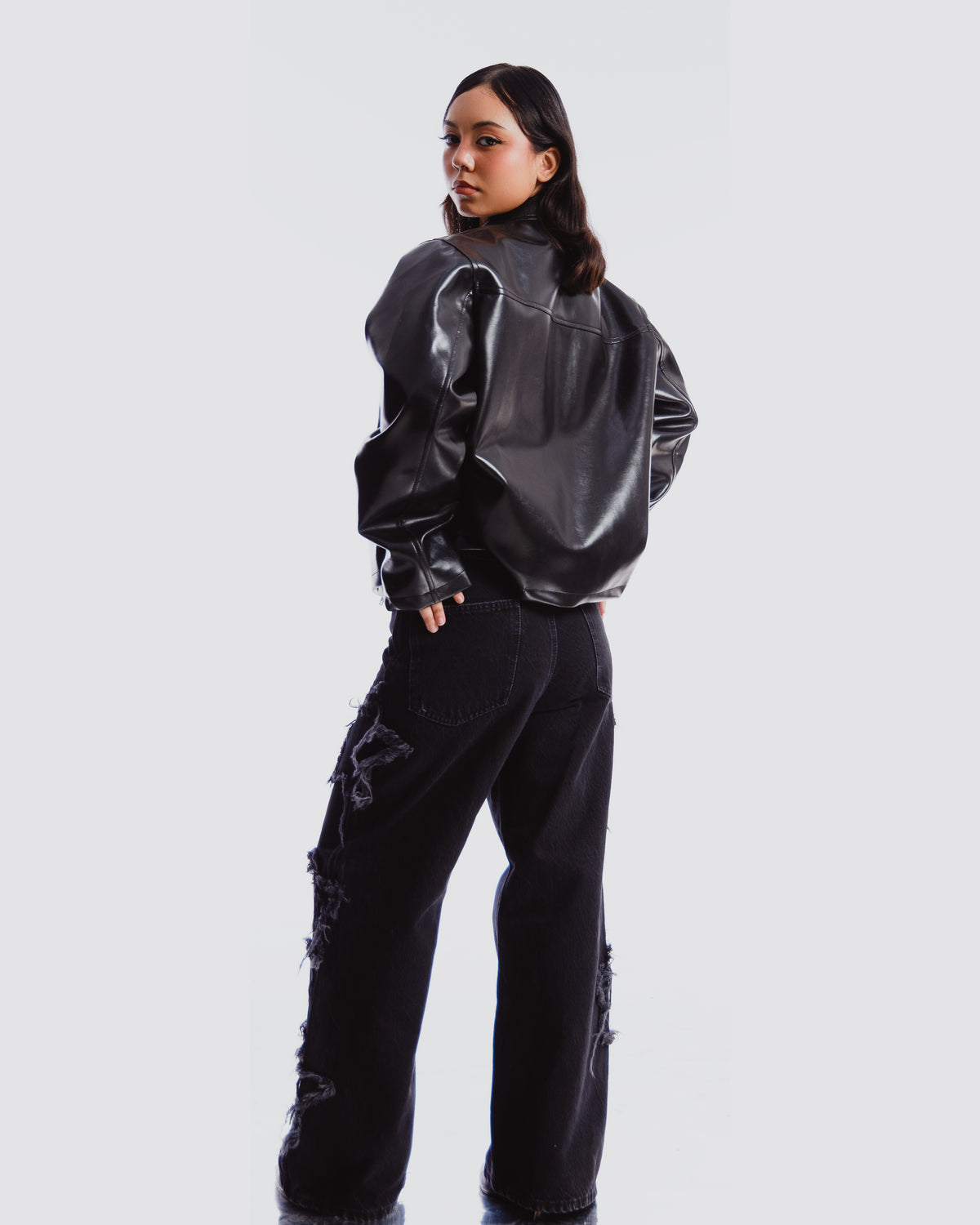 MOTO MEN BLACK BOXY JACKET