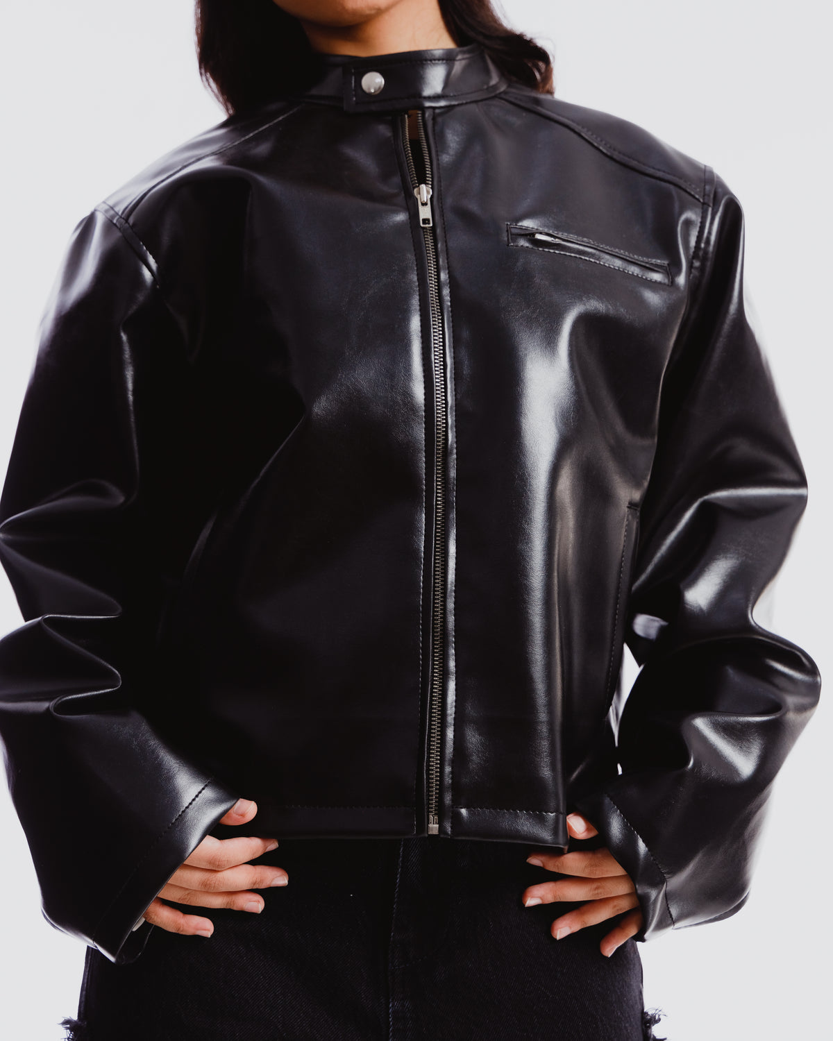 MOTO MEN BLACK BOXY JACKET