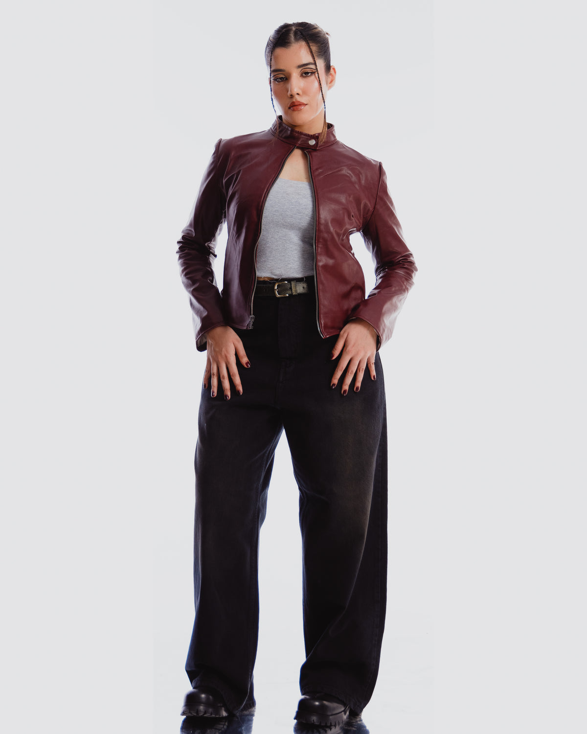 y2k stand collar women fitted jacket