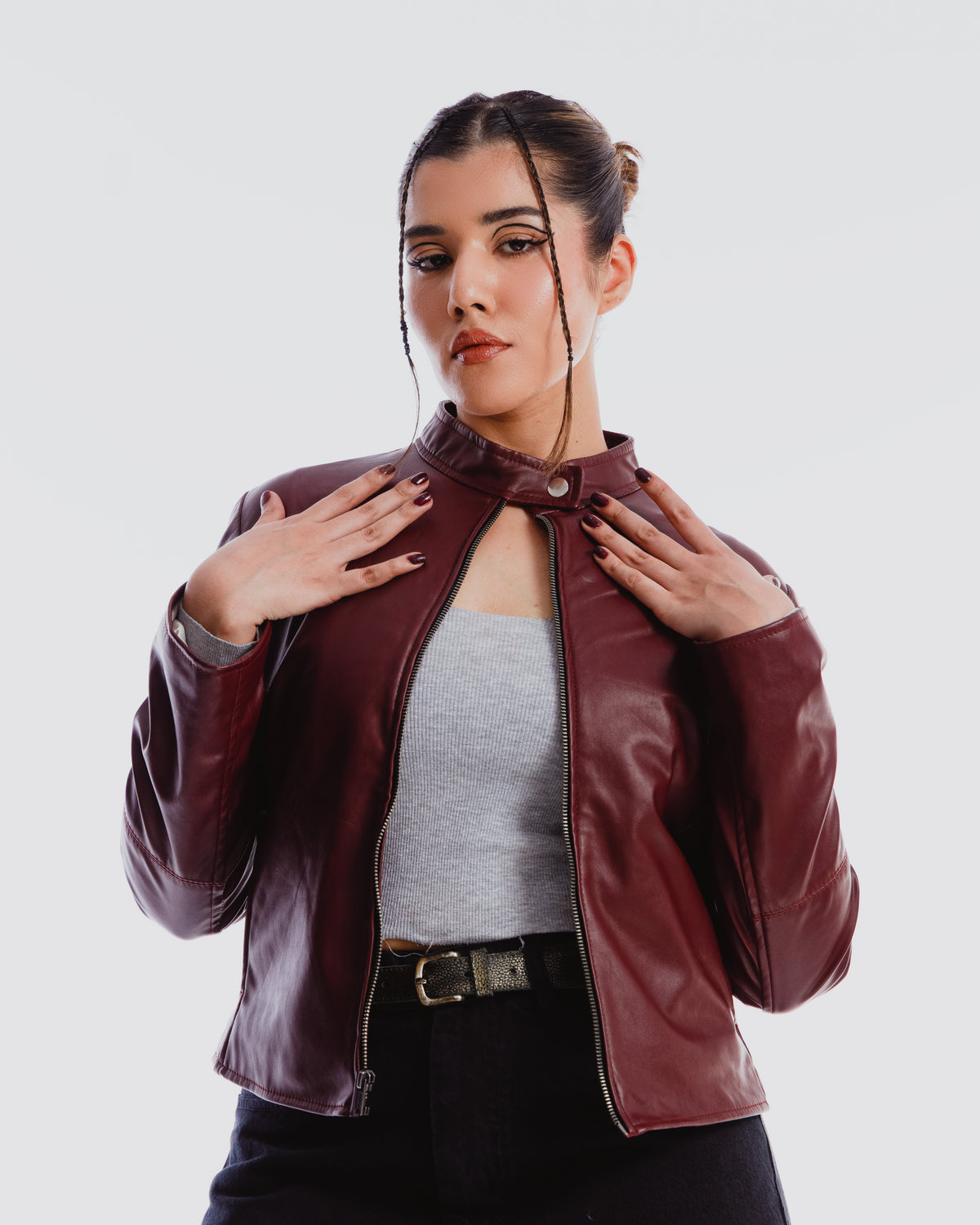 y2k stand collar women fitted jacket