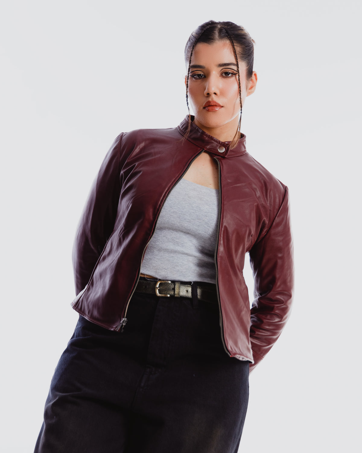 y2k stand collar women fitted jacket