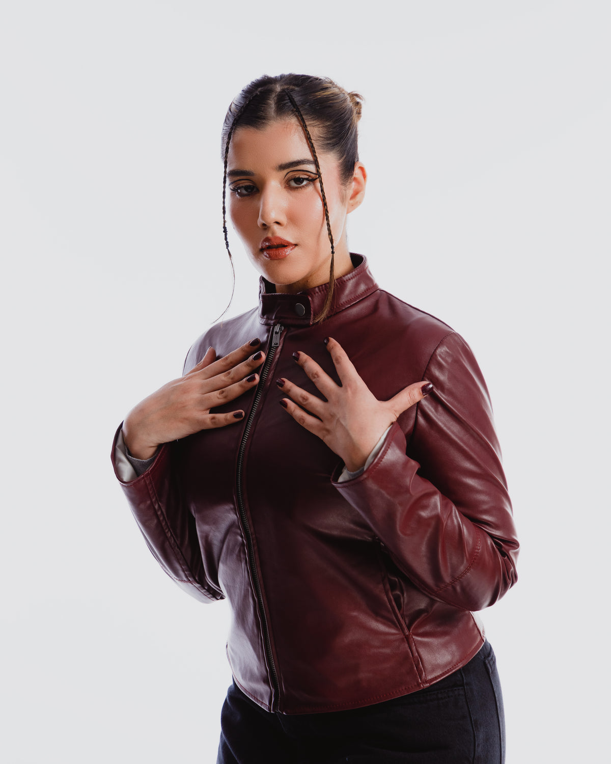y2k stand collar women fitted jacket