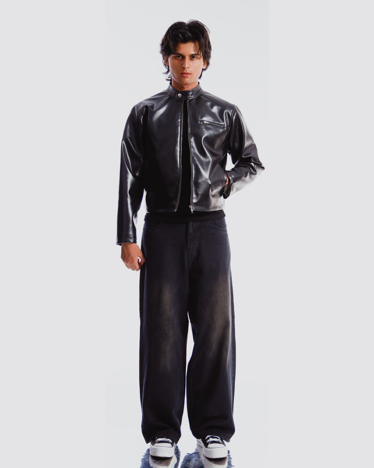 MOTO MEN BLACK BOXY JACKET