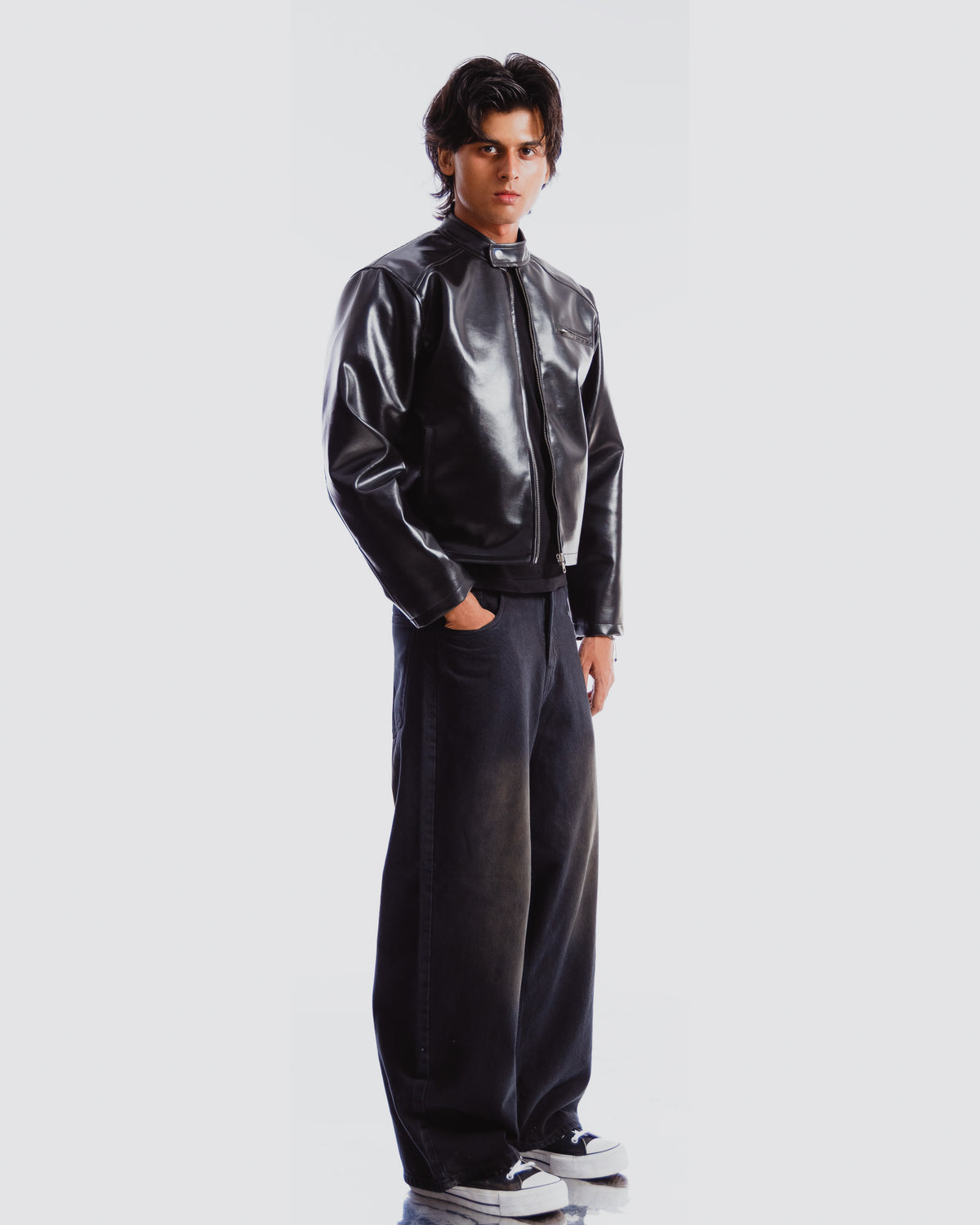 MOTO MEN BLACK BOXY JACKET