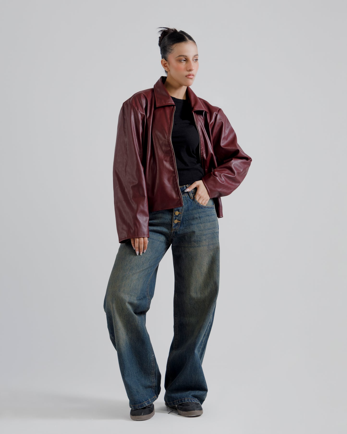 BURGUNDY BOXY JACKET